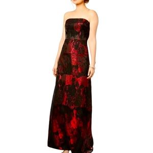 NWT ADRIANNA PAPELL Jacquard Petite Gown Cardinal Black Size 6P